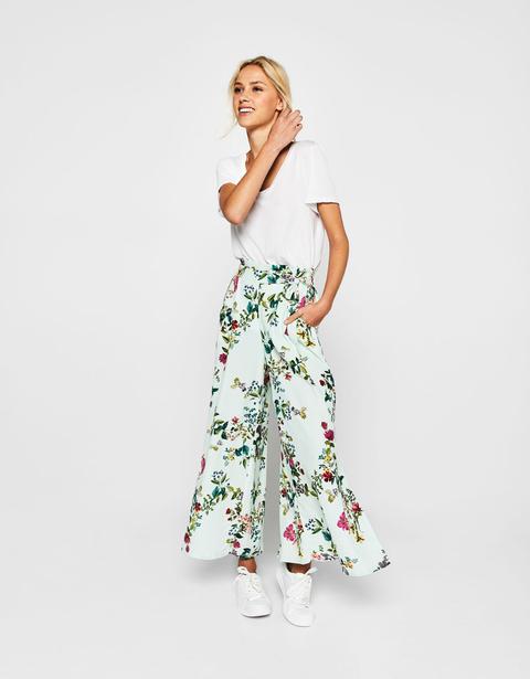 Pantalón Culotte Estampado Flores