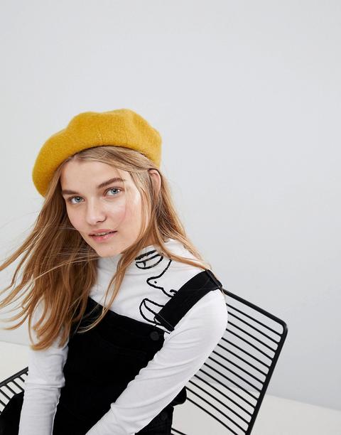 Asos Design - Béret En Laine - Jaune