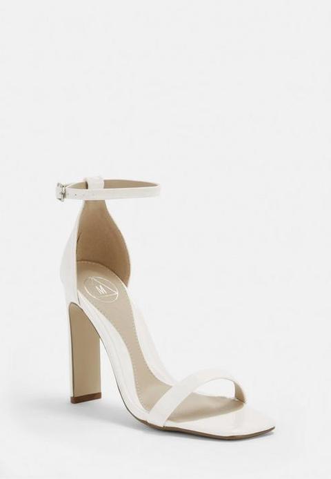 White Square Toe Barely There Heels, White