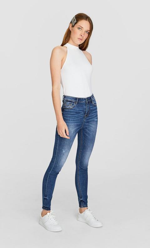 Jeans Skinny A Vita Super Alta Jeans Chiaro