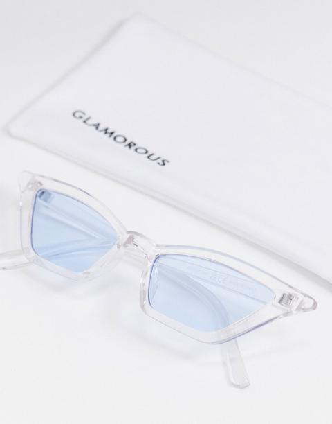 Glamorous Slim Cat Eye Sunglasses In Clear