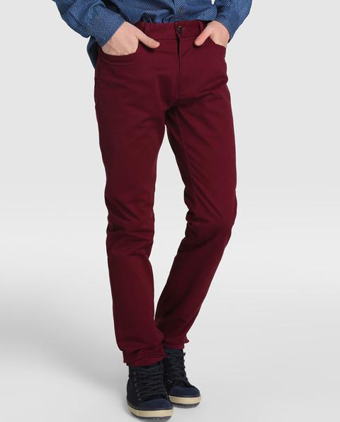 Pantalón De Hombre 5 Bolsillos Slim Granate