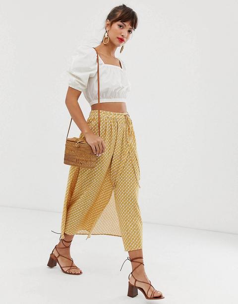 & Other Stories Midi Skirt In Yellow Geometric Print-multi