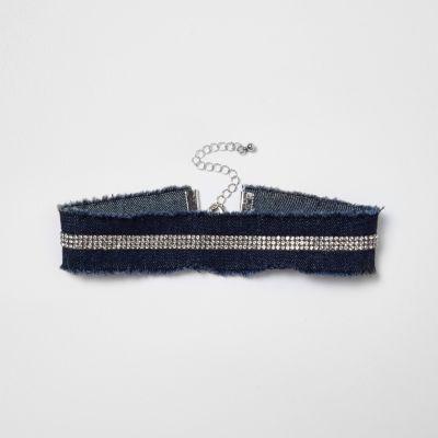 Blue Denim Diamante Pave Choker