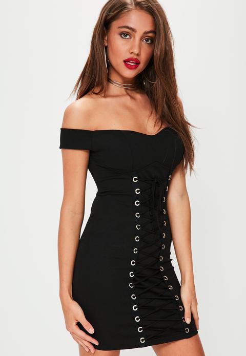 missguided black lace up dress