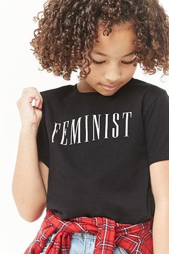 Forever 21 Girls Feminist Graphic Tee (kids) Black/white