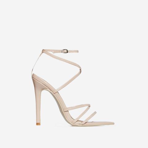 Kaia Pointed Barely There Heel In Nude Patent, Nude