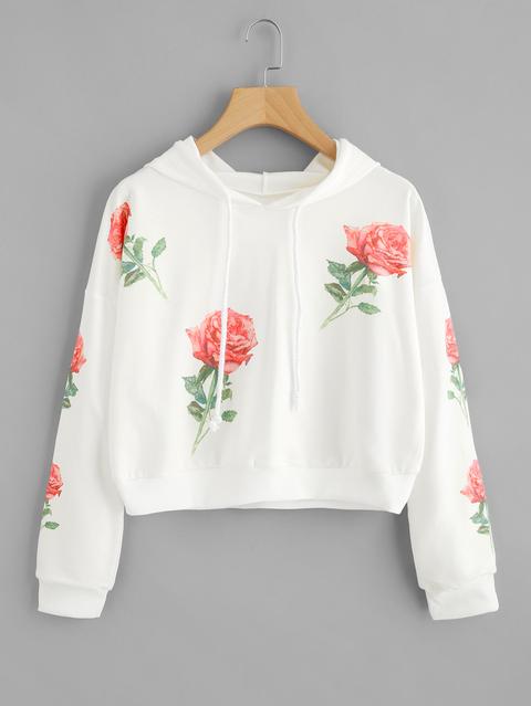 Rose Print Random Hoodie