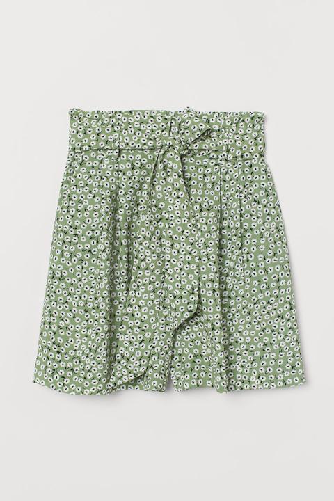 Pantalón Corto Con Cinturón - Verde
