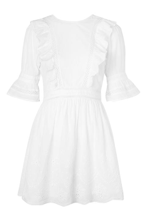 Broderie Ruffle Mini Dress