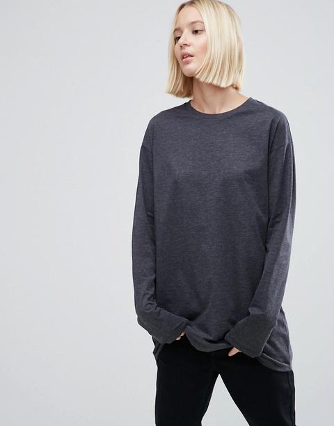 Asos - Maglia Lunga A Maniche Lunghe - Grigio