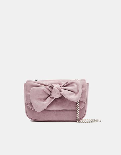 Borsa Effetto Camoscio Con Fiocco