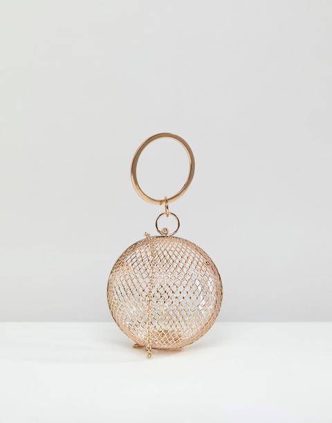 Asos Design Cage Sphere Clutch Bag-gold