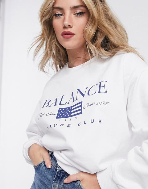 Asos Design Sweatshirt With Leisure Club Print-white