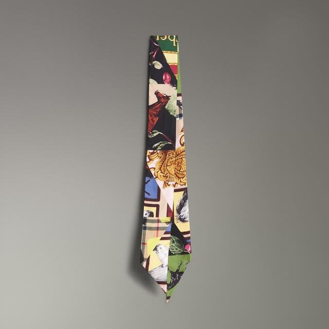 archive scarf print silk skinny scarf