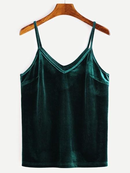 Top De Terciopelo Con Tirantes - Verde