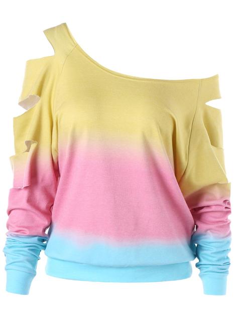 Ripped Sleeve Ombre Sweatshirt