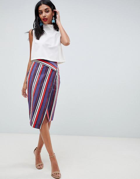 Closet London - Gonna Longuette A Righe - Multicolore