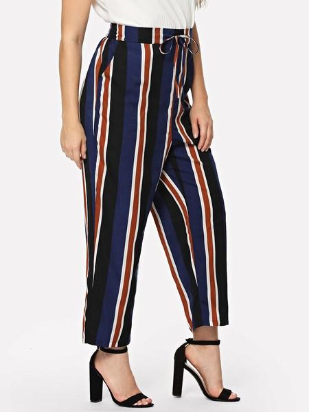 Tunnelzug Slant Pocket Gestreifte Hose