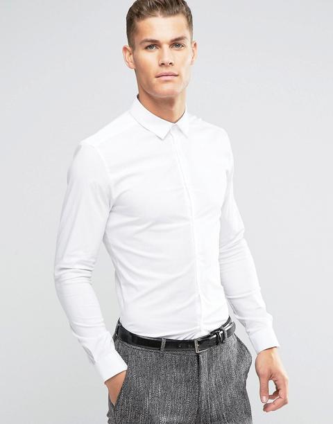 Asos - Camicia Super Skinny Bianca - Bianco