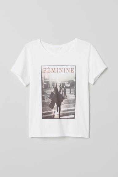 H & M - T-shirt Avec Motif - Blanc