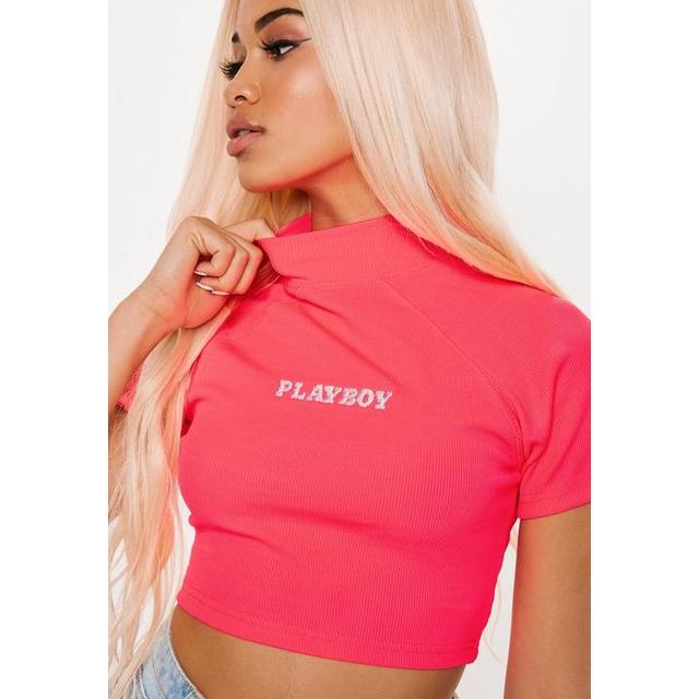 neon pink high neck top