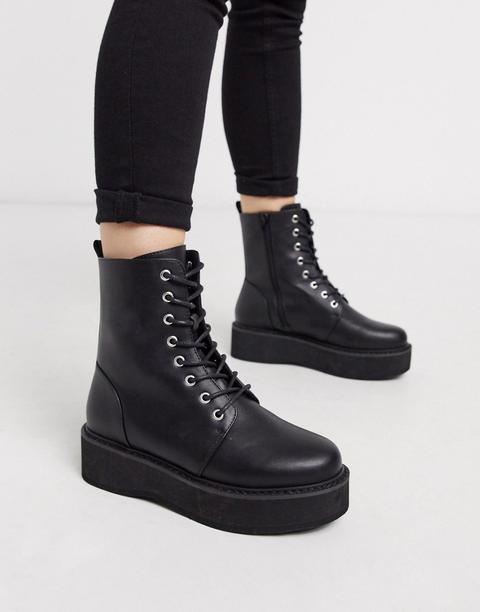 Asos Design - Alva - Bottines Chunky À Lacets - Noir