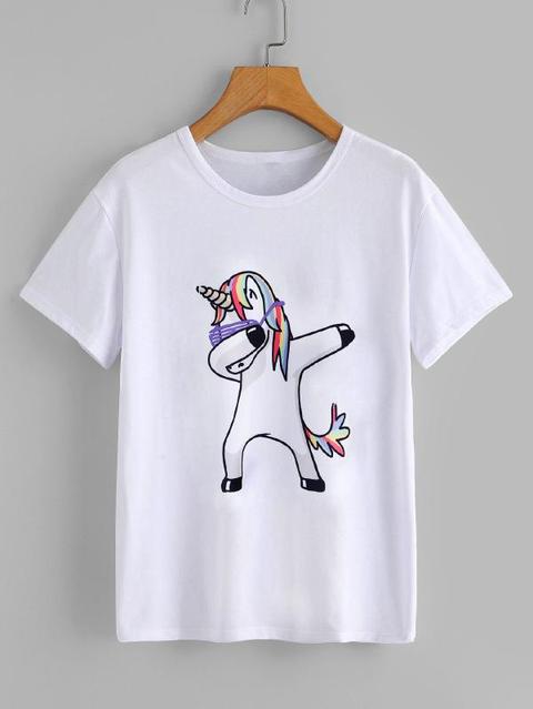 Camiseta Con Unicornio Impreso