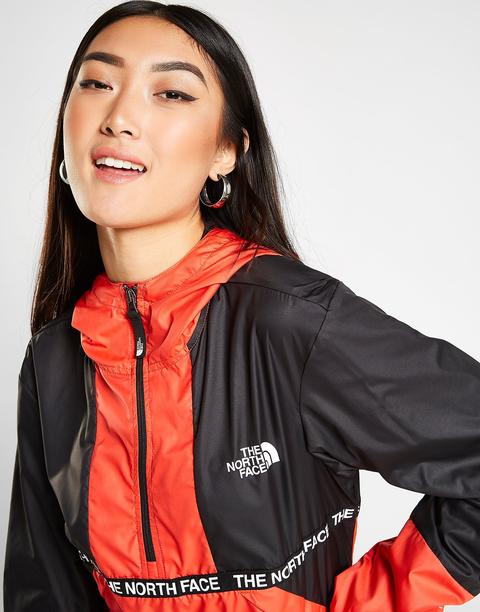 womens red and black north face jacket