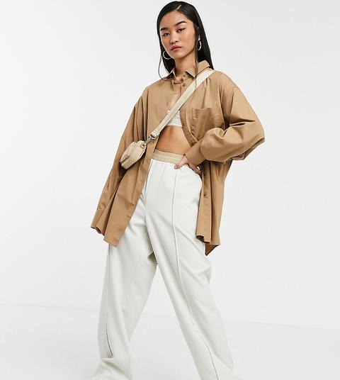 Collusion Organic Cotton Oversized Shirt In Tan-brown