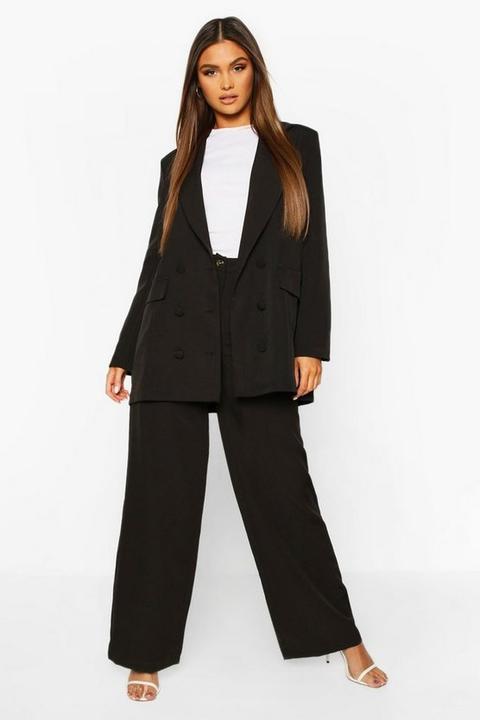 Womens Wide Leg Tailored Trouser - Black - 8, Black