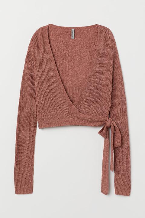 Bouclé-wickelcardigan - Pink - Damen