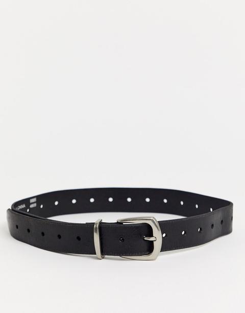 Topshop Belt With Silver Tipping In Black