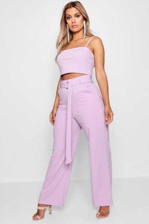 Plus Crepe Crop Top + Tailored Trouser Co-ord