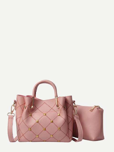 Bolsa Con Diseño De Tachuela Con Bolsillo Interior