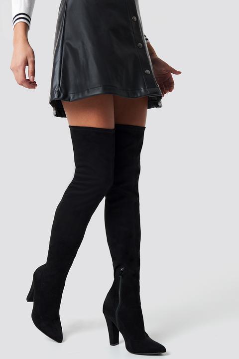 Pamela X Na-kd Overknee Faux Suede Boots - Black