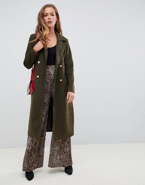 Missguided - Giacca Stile Militare Verde Con Cintura - Verde