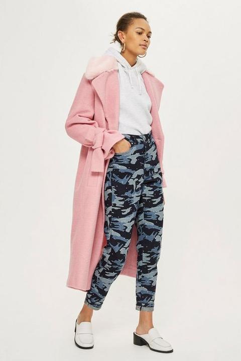 Womens Moto Camoflage Diamante Mom Jeans - Indigo, Indigo