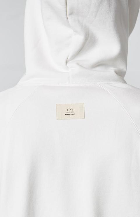 fear of god fog essentials cutoff sleeve pullover hoodie white