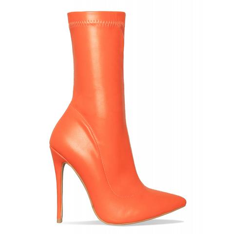 Jadah Orange Pointed Toe Ankle Boots