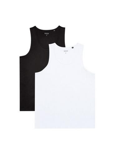 Mens 2 Pack White And Black Vests, White