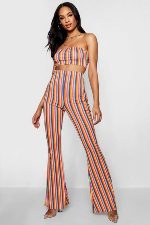 Rainbow Bandeau & Flare Co-ord Set