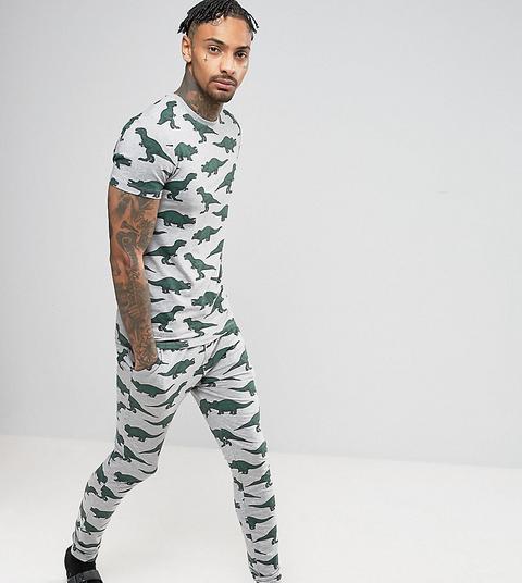 Pantalones De Pijama Muy Ajustados Con Estampado De Dinosaurios De Asos