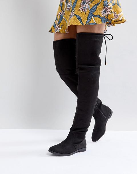 Truffle Collection - Flache Overknee-stiefel - Schwarz