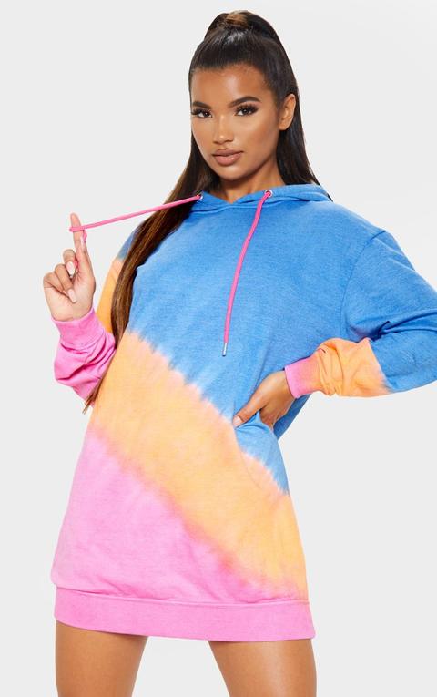 Multi Ombre Oversized Hoodie Dress