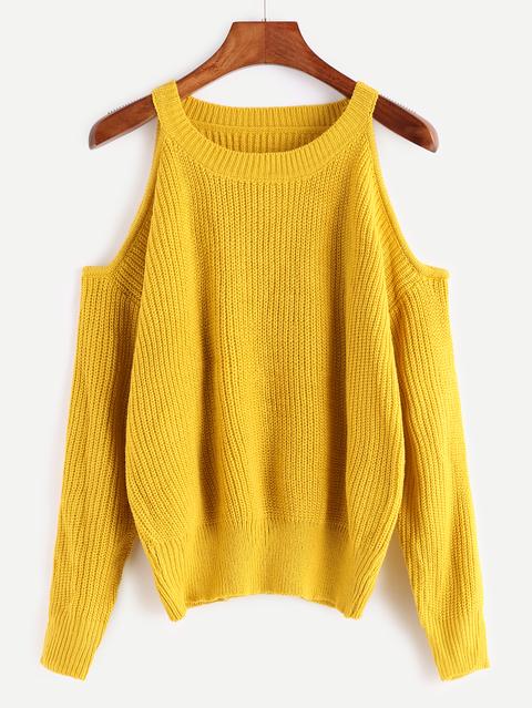 Maglione Spalle Aperte Giallo