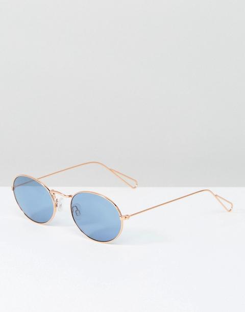 Gafas De Sol Ovaladas En Dorado Rosa Con Lentes Tintadas Azules De South Beach