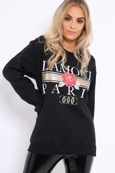 Black L'amour Paris Slogan Sweatshirt - Lucy from Rebellious Fashion on ...