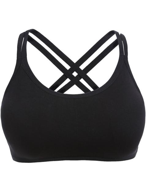 Crop Top Spalline Incrocciate Dietro Nero