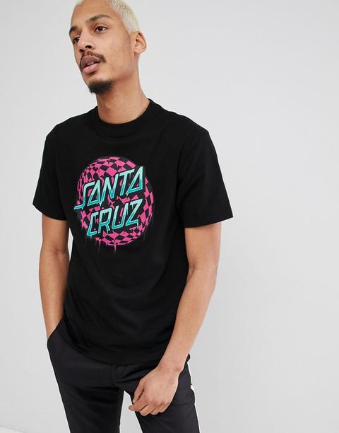 Santa Cruz - T-shirt Nera Con Logo A Quadri E Pois In Vita - Nero
